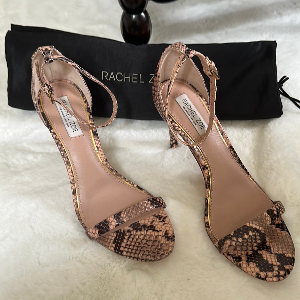 Rachel Zoe Blush Pink Python Heel with Ankle Strap.